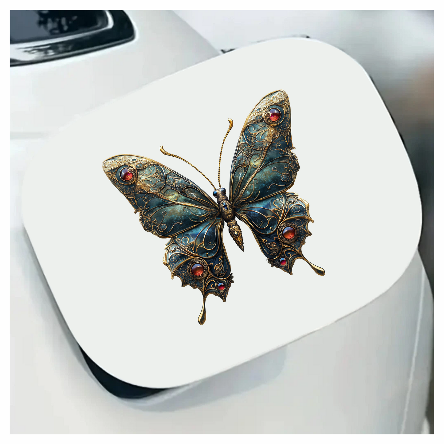 Butterfly Golden Blue Jewel Vinyl Sticker Decal