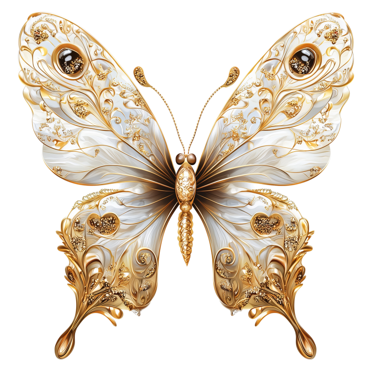 White Butterfly Gold Vinyl Sticker Decal
