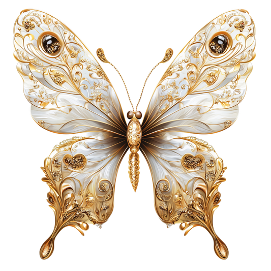 White Butterfly Gold Vinyl Sticker Decal