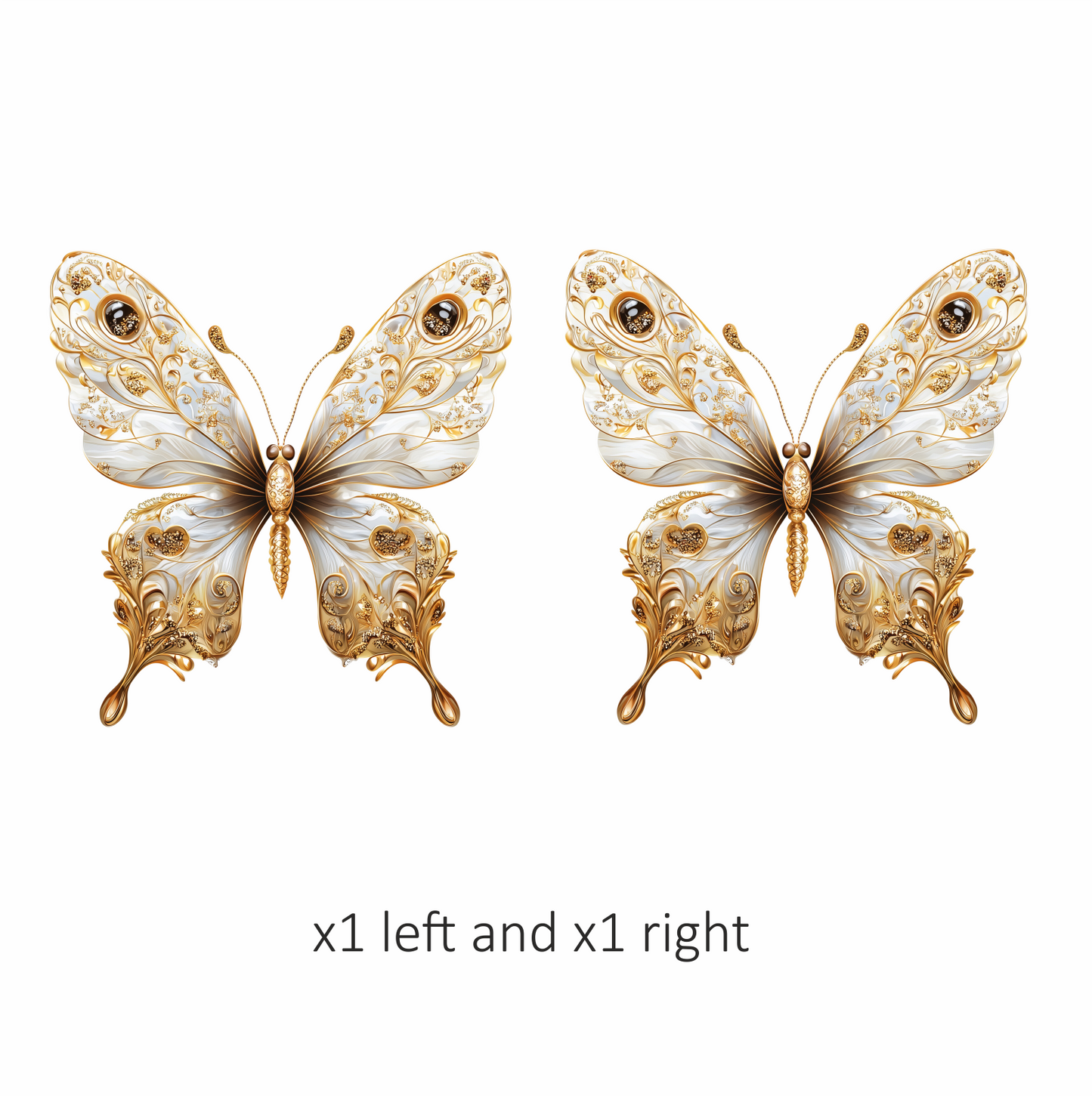White Butterfly Gold Vinyl Sticker Decal