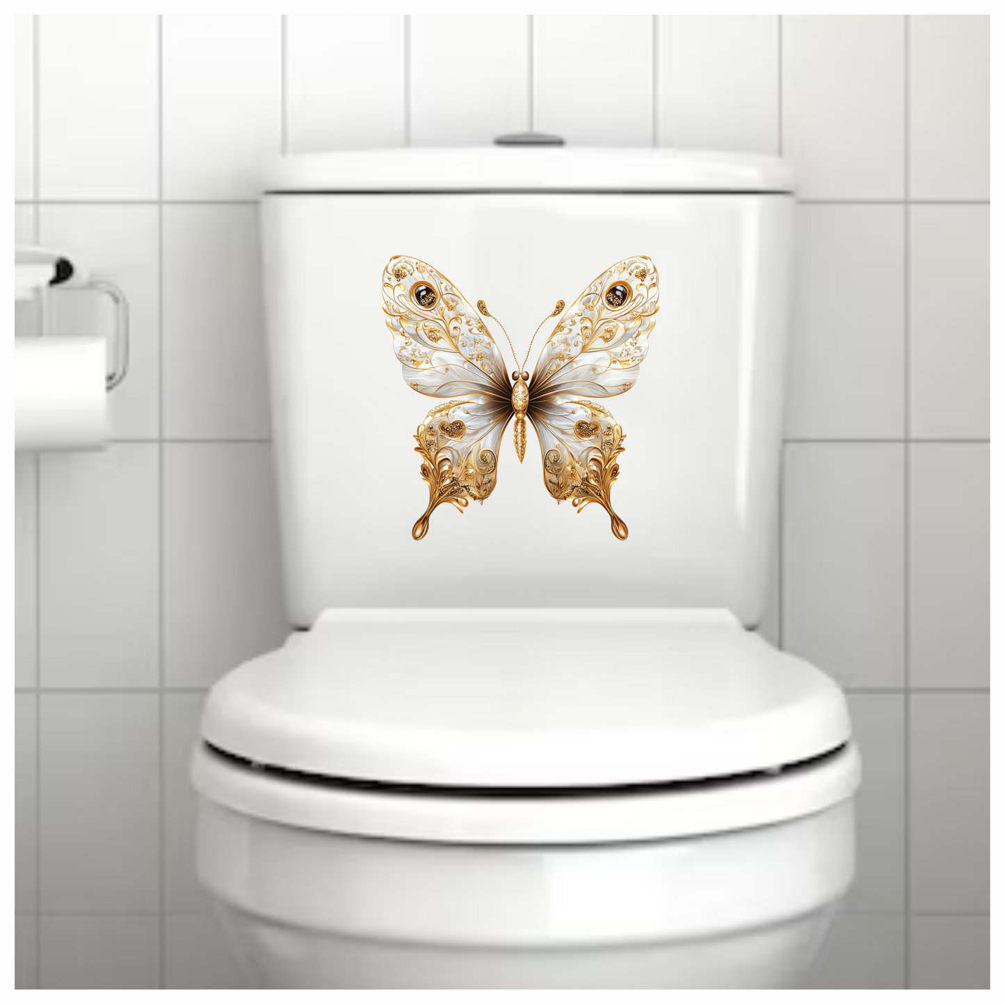 White Butterfly Gold Vinyl Sticker Decal