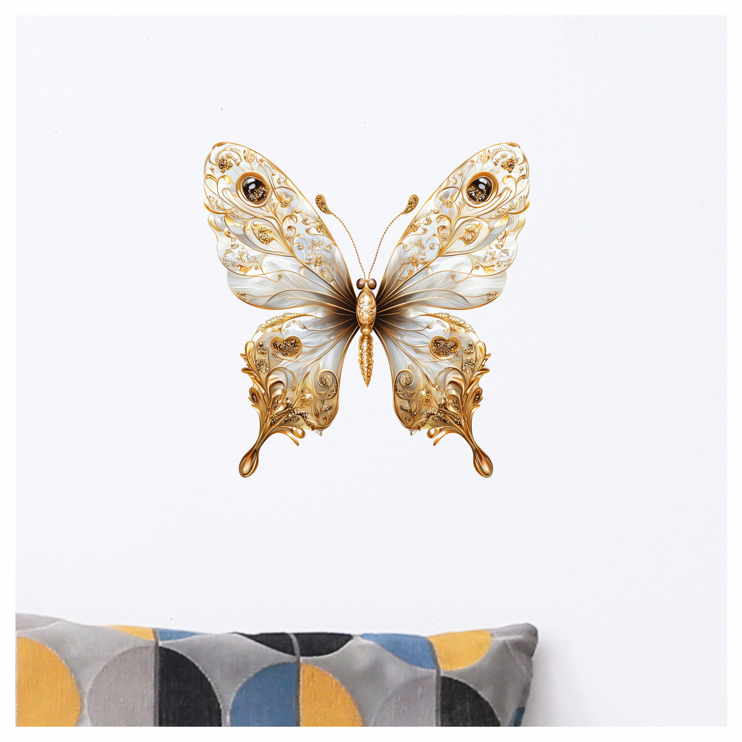 White Butterfly Gold Vinyl Sticker Decal