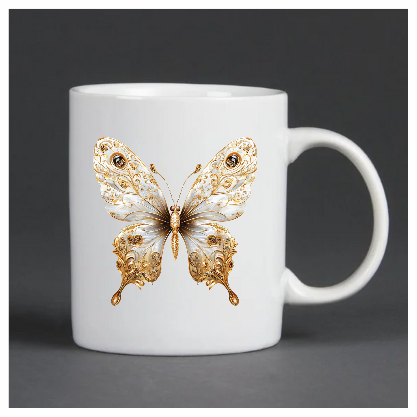 White Butterfly Gold Vinyl Sticker Decal