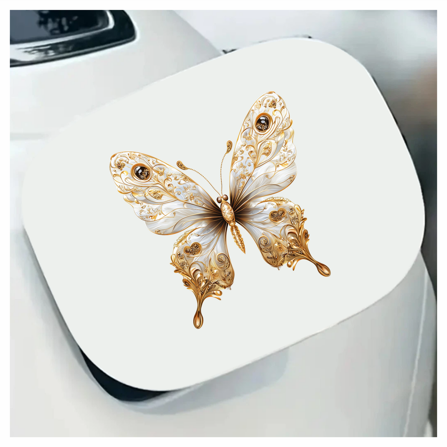 White Butterfly Gold Vinyl Sticker Decal