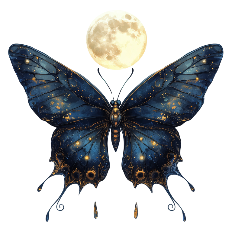 Blue Butterfly Moon Glow Vinyl Sticker Decal