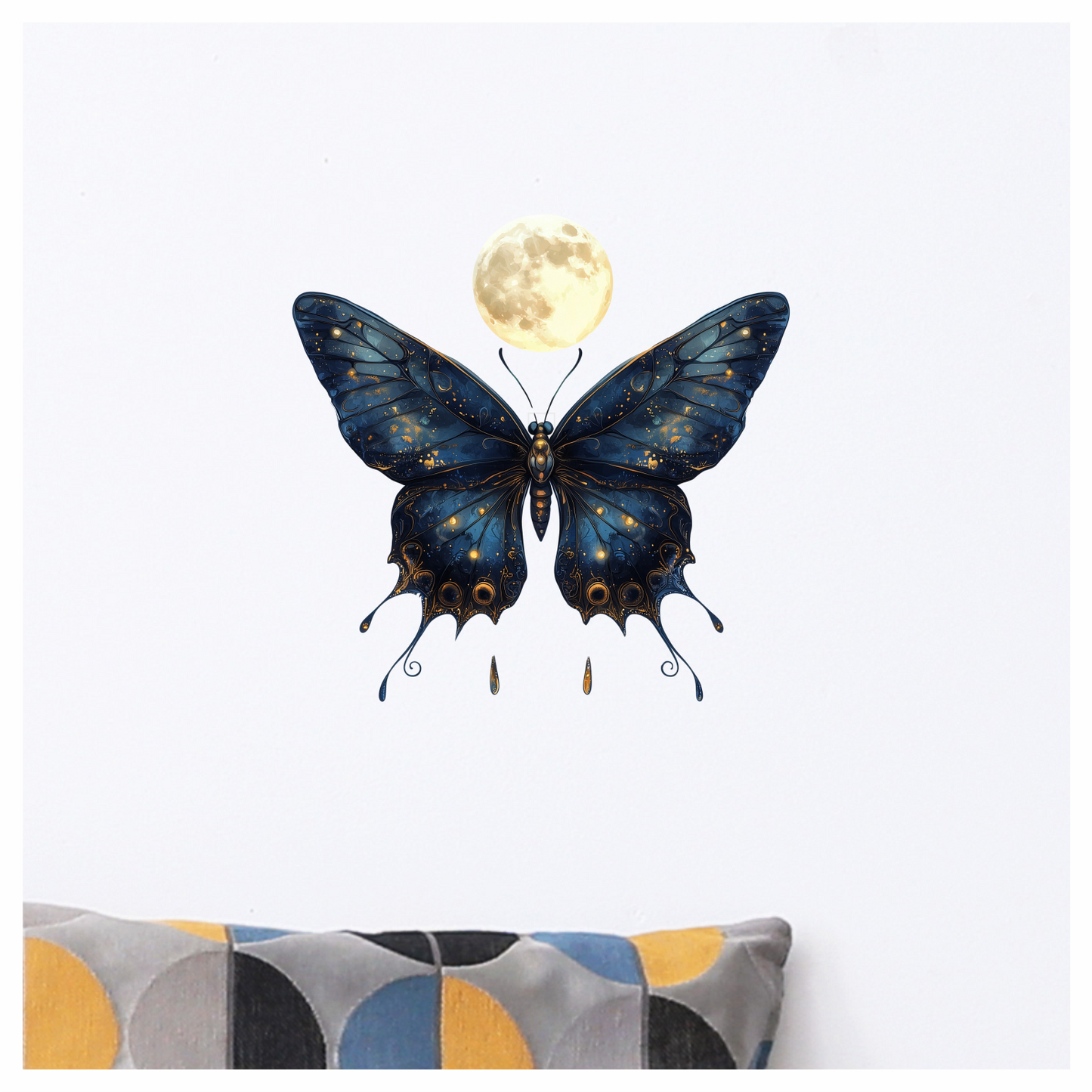 Blue Butterfly Moon Glow Vinyl Sticker Decal