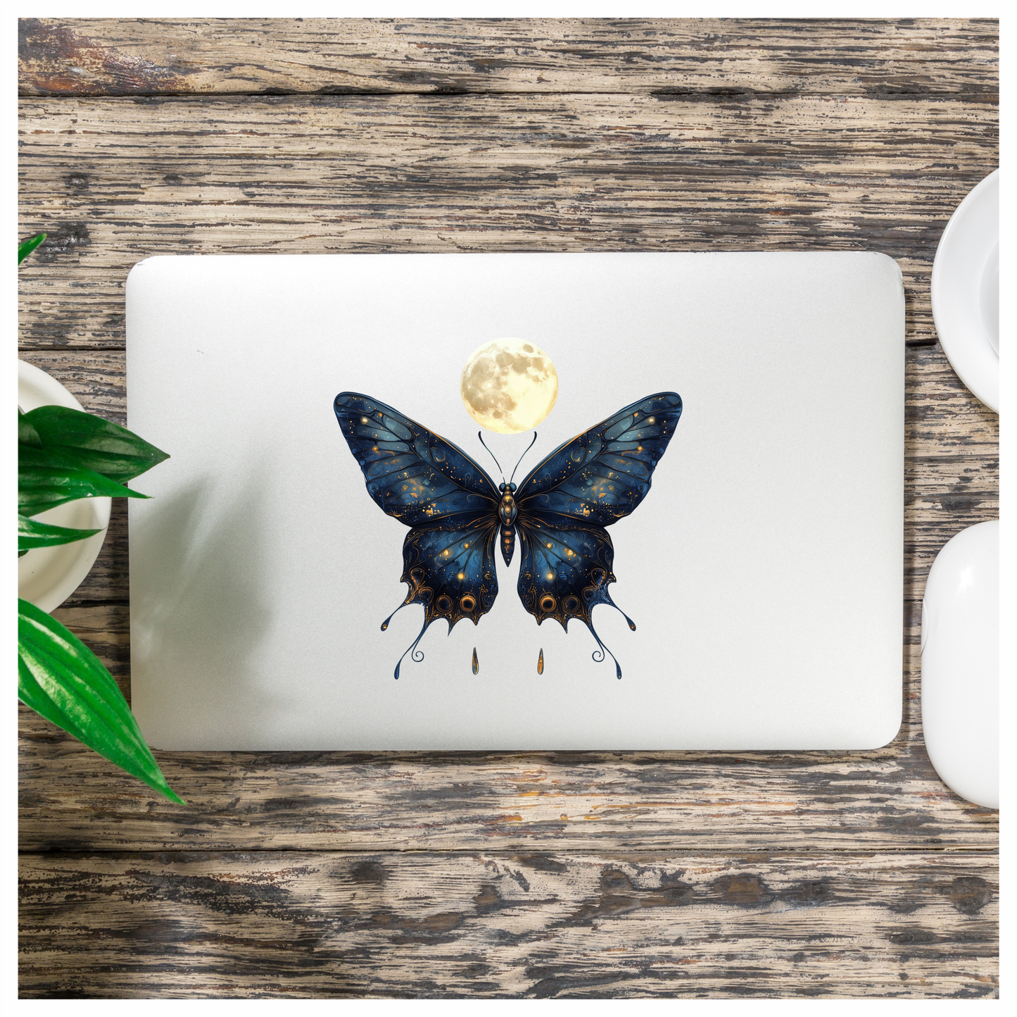 Blue Butterfly Moon Glow Vinyl Sticker Decal