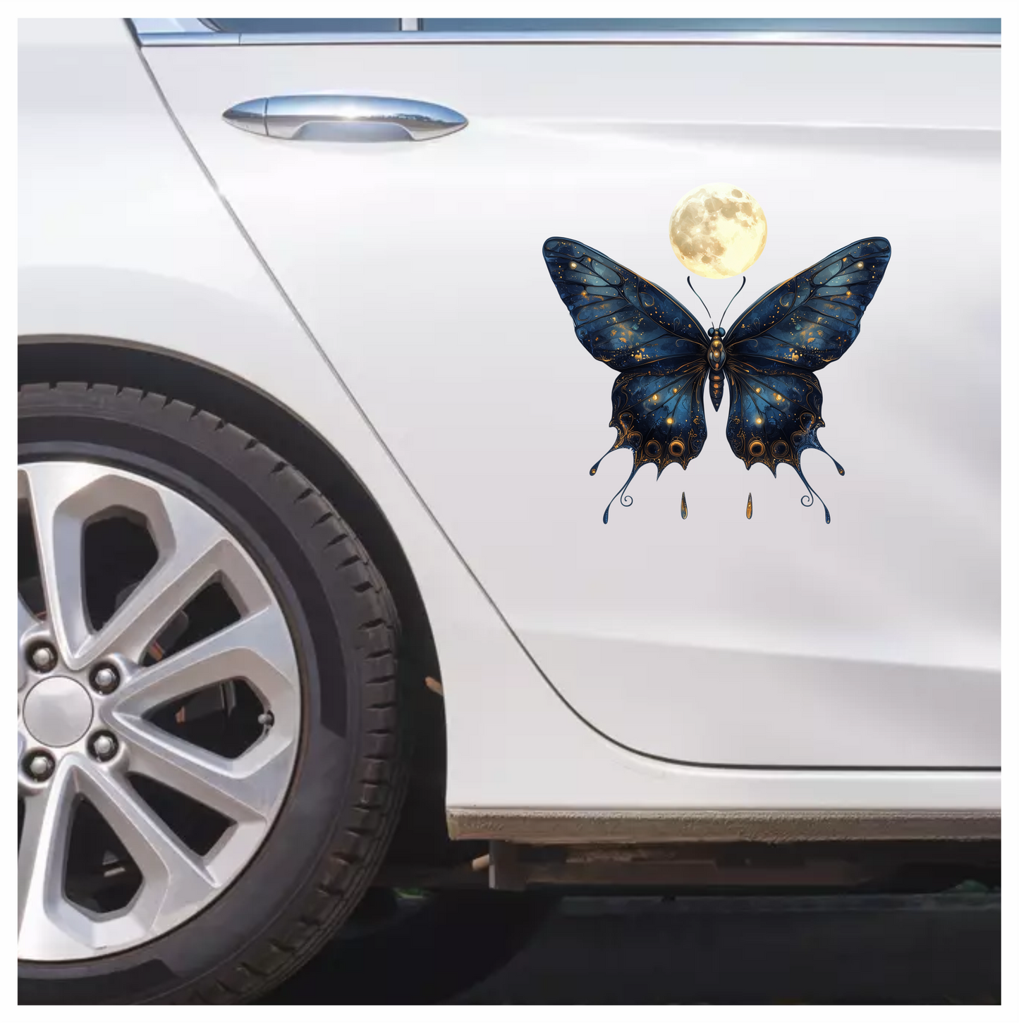 Blue Butterfly Moon Glow Vinyl Sticker Decal