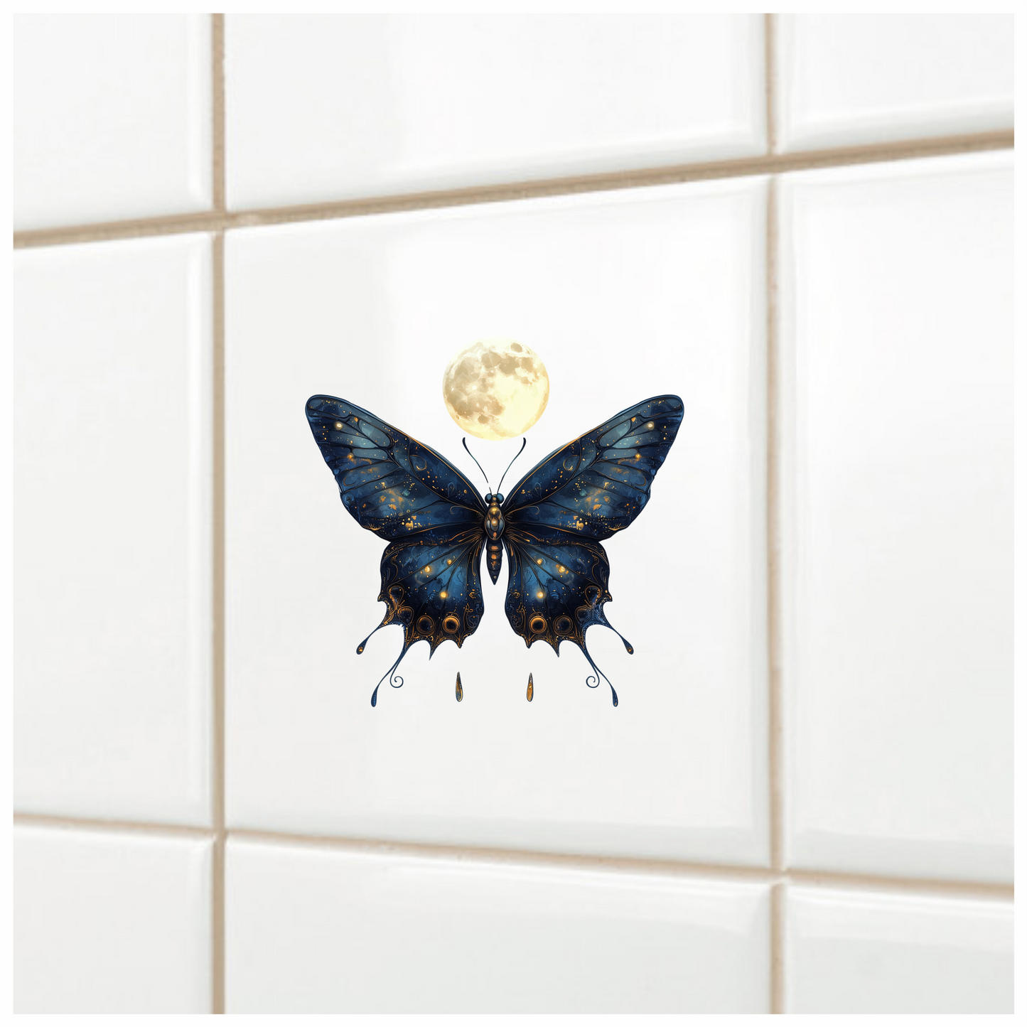 Blue Butterfly Moon Glow Vinyl Sticker Decal