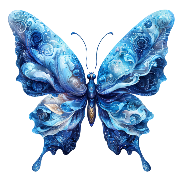 Blue Butterfly Abstract Design Vinyl Sticker Decal
