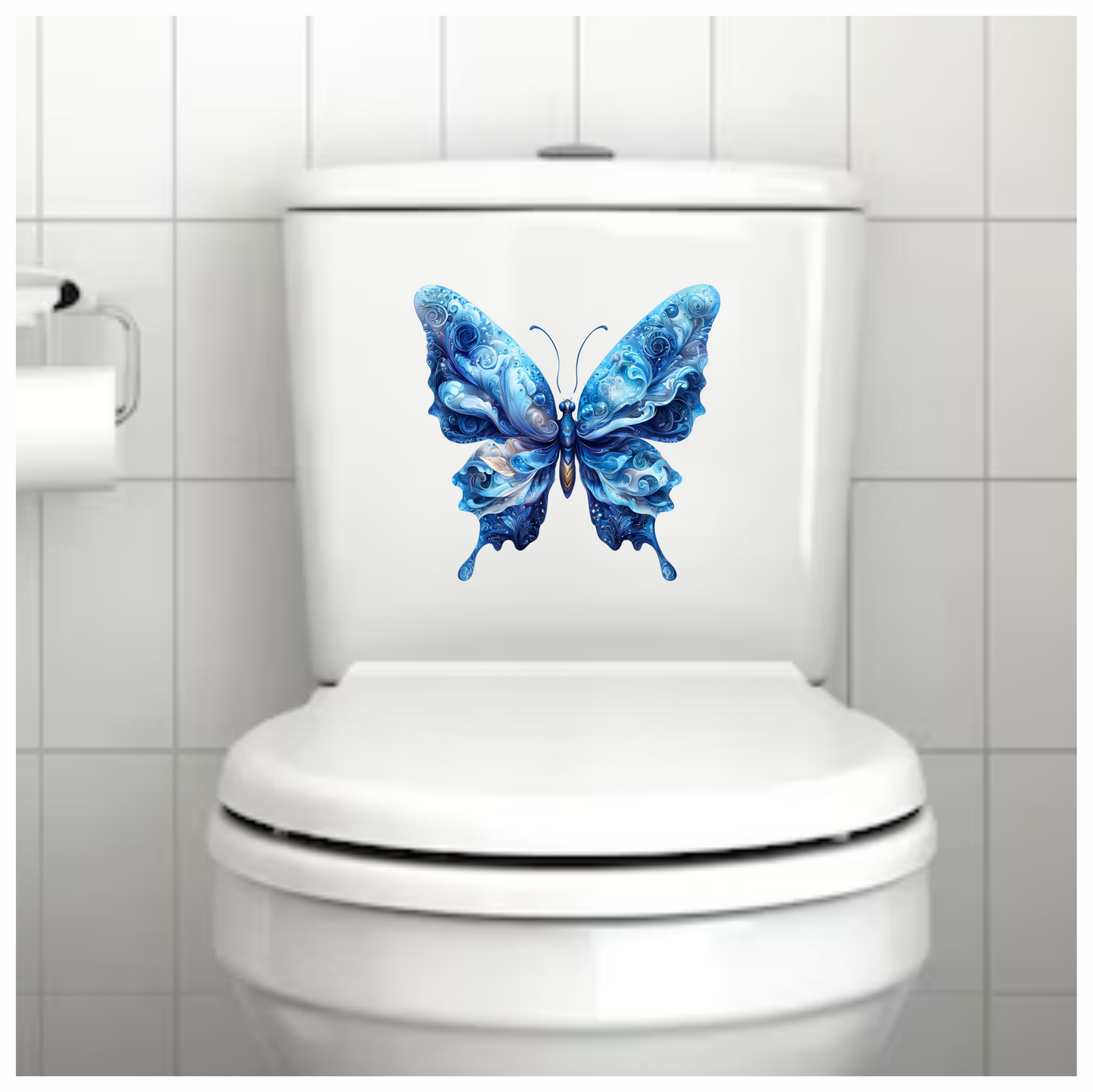 Blue Butterfly Abstract Design Vinyl Sticker Decal