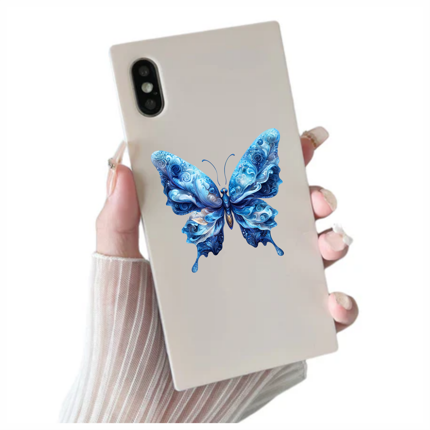 Blue Butterfly Abstract Design Vinyl Sticker Decal