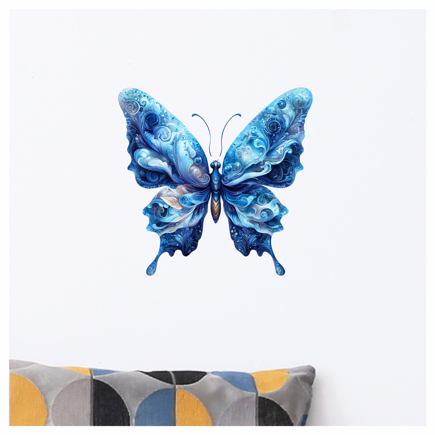 Blue Butterfly Abstract Design Vinyl Sticker Decal