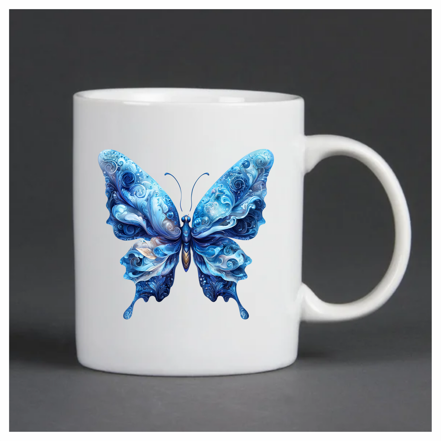 Blue Butterfly Abstract Design Vinyl Sticker Decal
