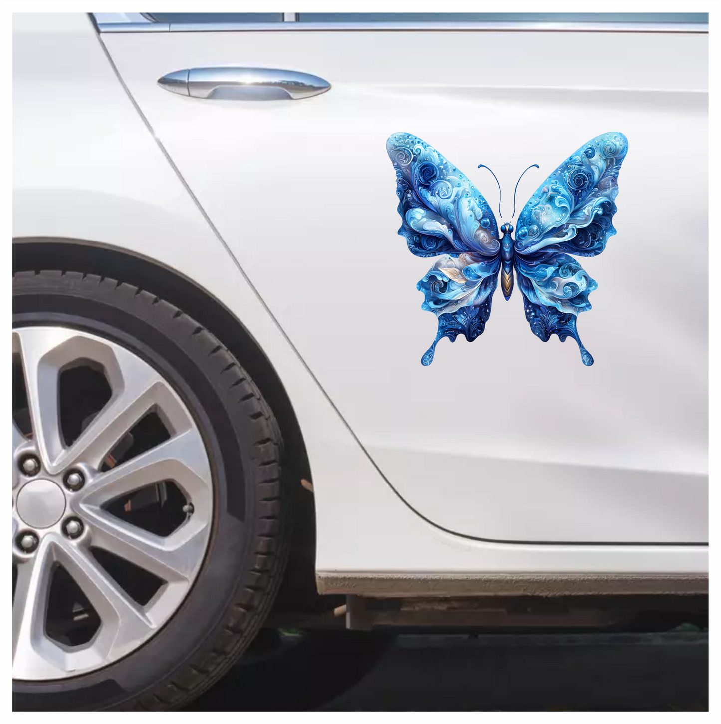 Blue Butterfly Abstract Design Vinyl Sticker Decal