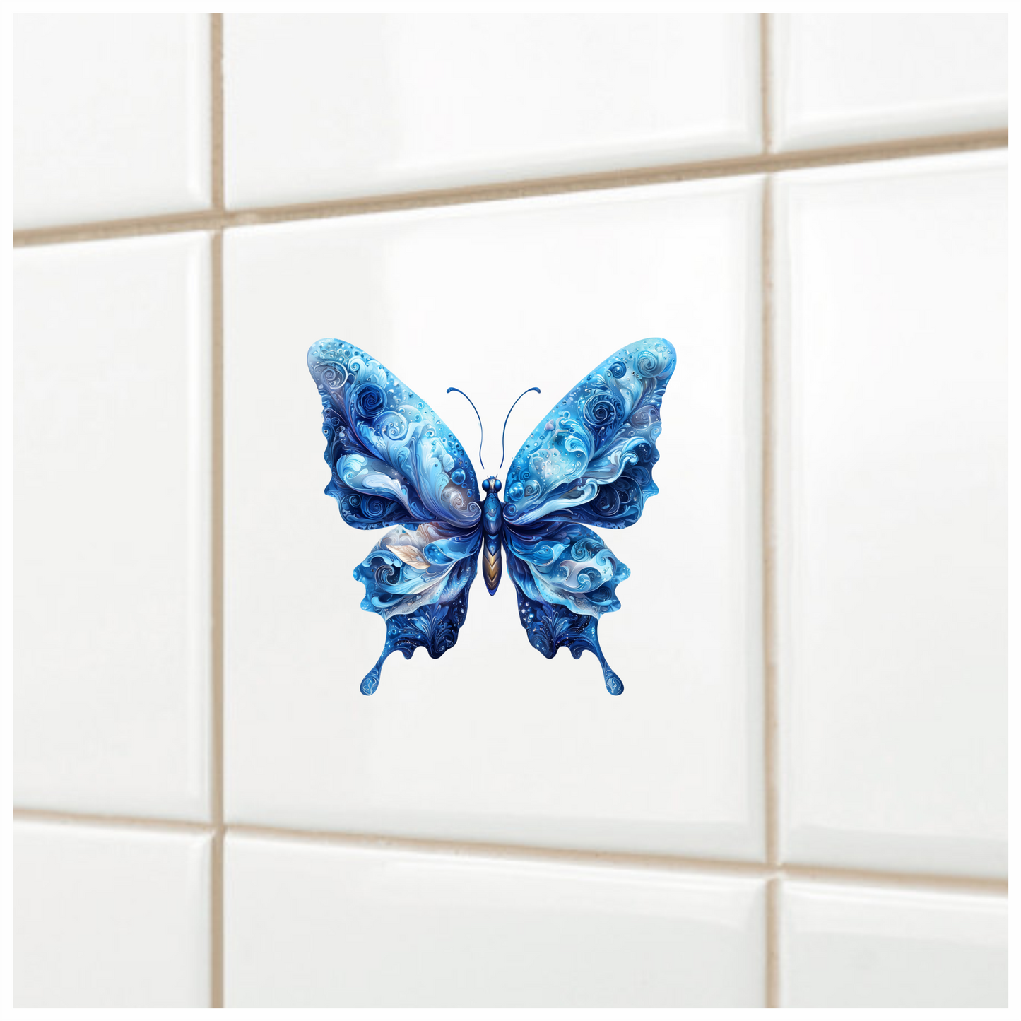Blue Butterfly Abstract Design Vinyl Sticker Decal