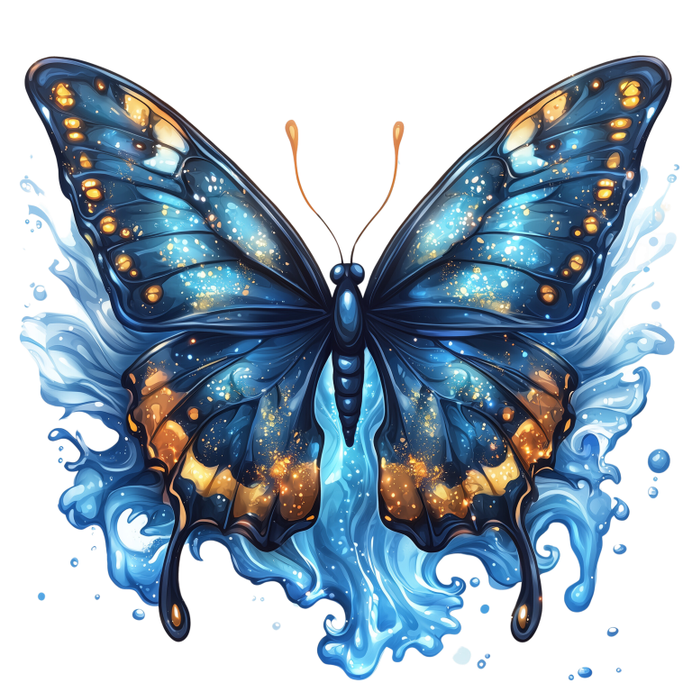 Blue Butterfly Water Vinyl Sticker Decal