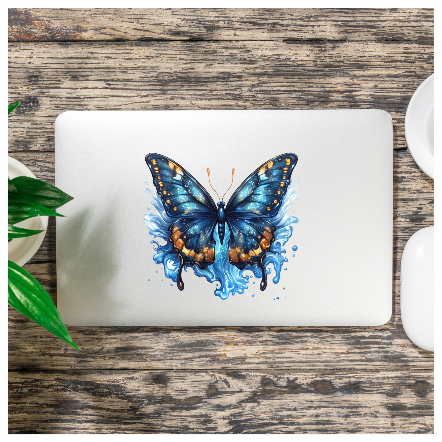 Blue Butterfly Water Vinyl Sticker Decal