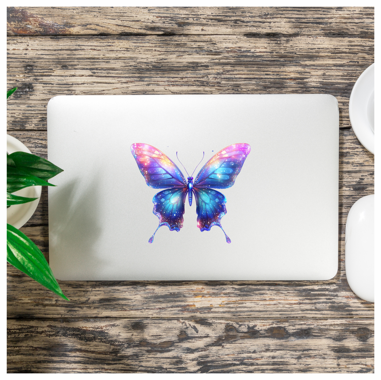 Butterfly Blue Sparkles Wings Colorful Bright Vinyl Sticker Decal