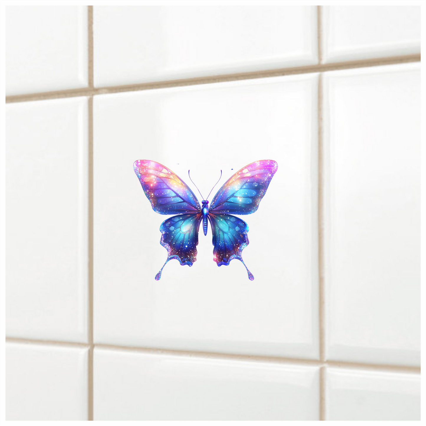 Butterfly Blue Sparkles Wings Colorful Bright Vinyl Sticker Decal
