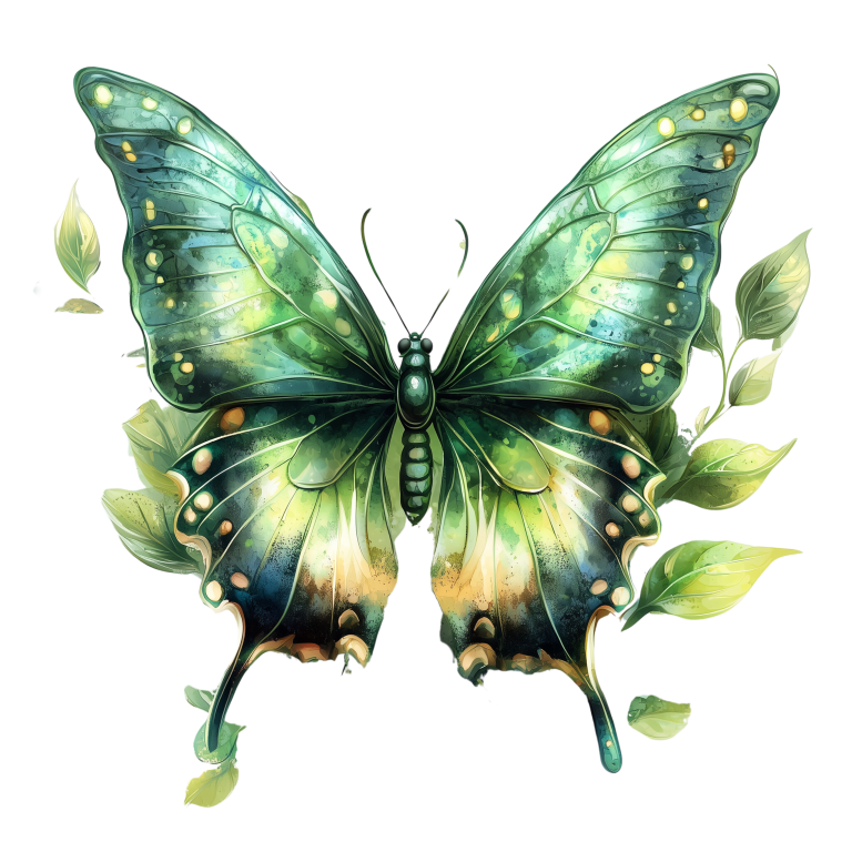Green Butterfly Leaves Dripping Nature Vinyl Sticker Decal