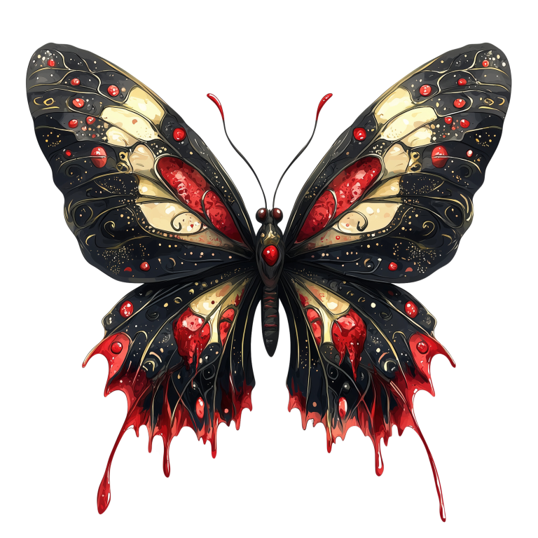 Black Butterfly Red Color Elegant Design Vinyl Sticker Decal