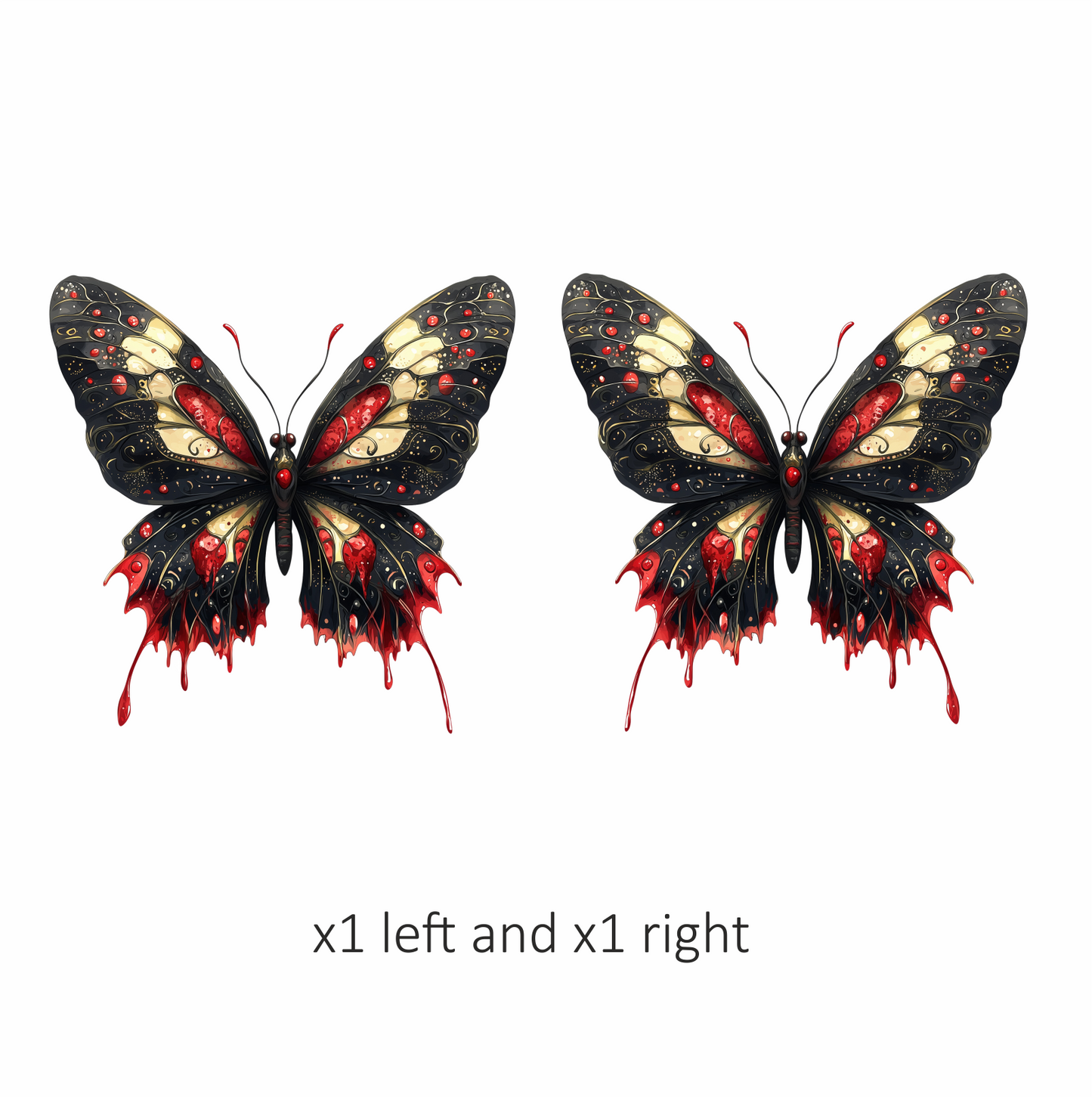 Black Butterfly Red Color Elegant Design Vinyl Sticker Decal