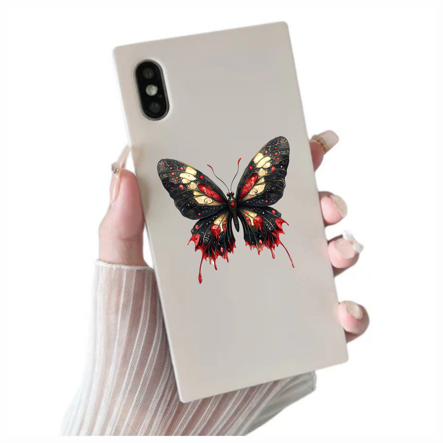 Black Butterfly Red Color Elegant Design Vinyl Sticker Decal