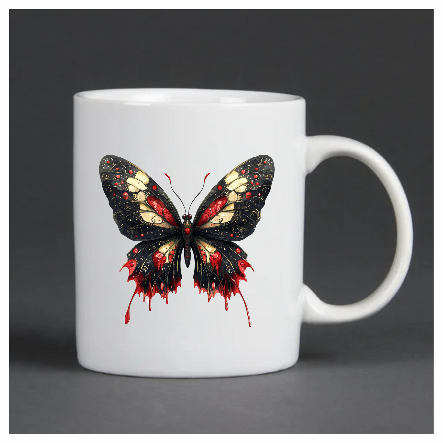 Black Butterfly Red Color Elegant Design Vinyl Sticker Decal
