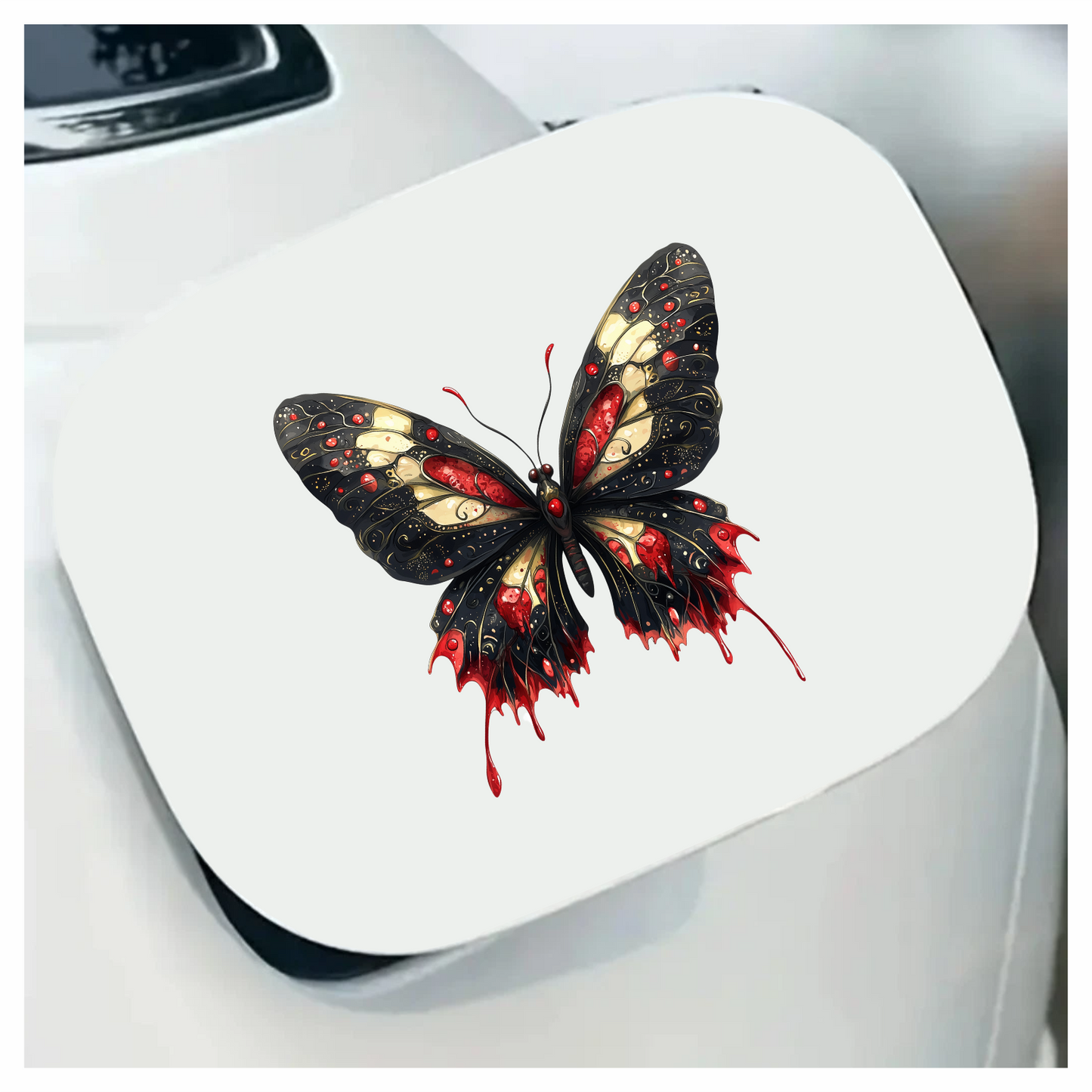 Black Butterfly Red Color Elegant Design Vinyl Sticker Decal