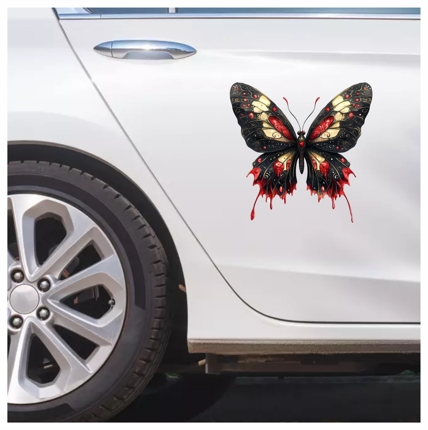 Black Butterfly Red Color Elegant Design Vinyl Sticker Decal
