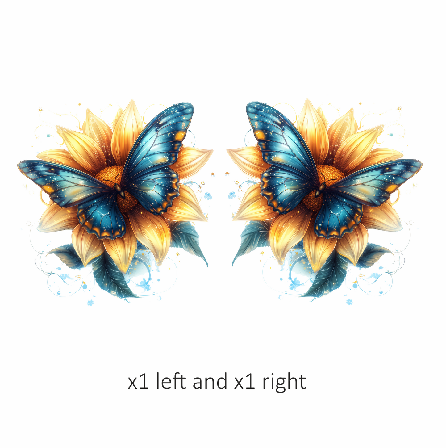 Butterfly Yellow Flower Blue Color Vinyl Sticker Decal