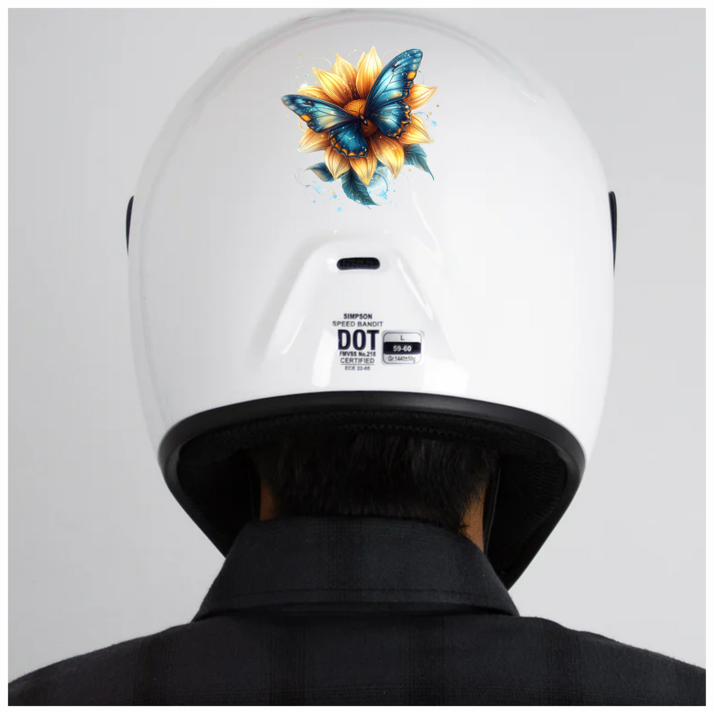 Butterfly Yellow Flower Blue Color Vinyl Sticker Decal