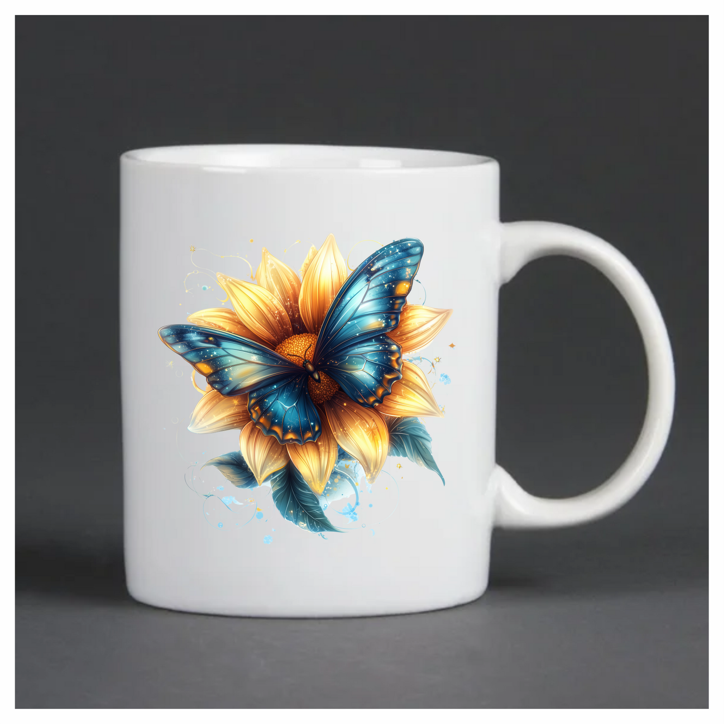Butterfly Yellow Flower Blue Color Vinyl Sticker Decal