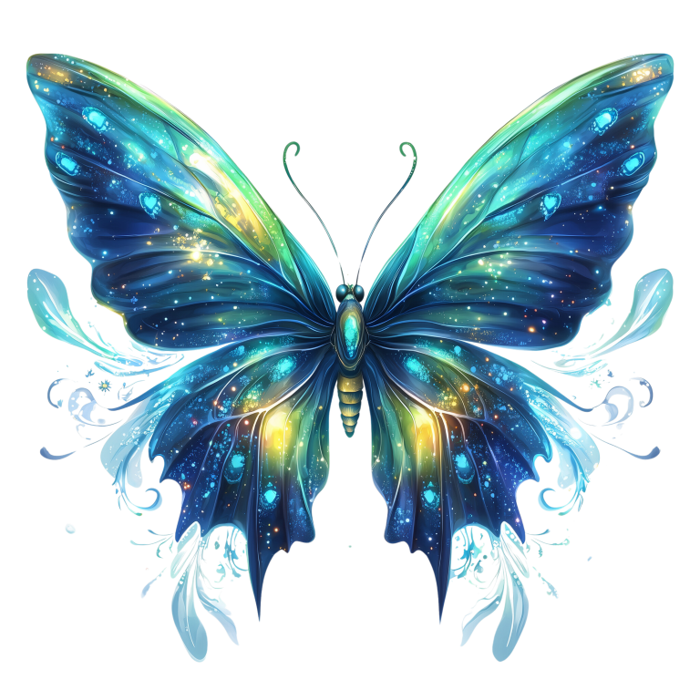 Butterfly Blue Sparkles Wings Animal Vinyl Sticker Decal