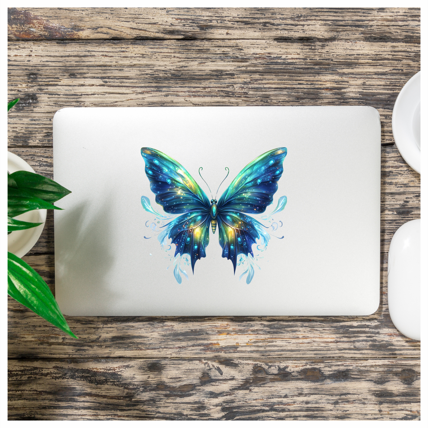 Butterfly Blue Sparkles Wings Animal Vinyl Sticker Decal
