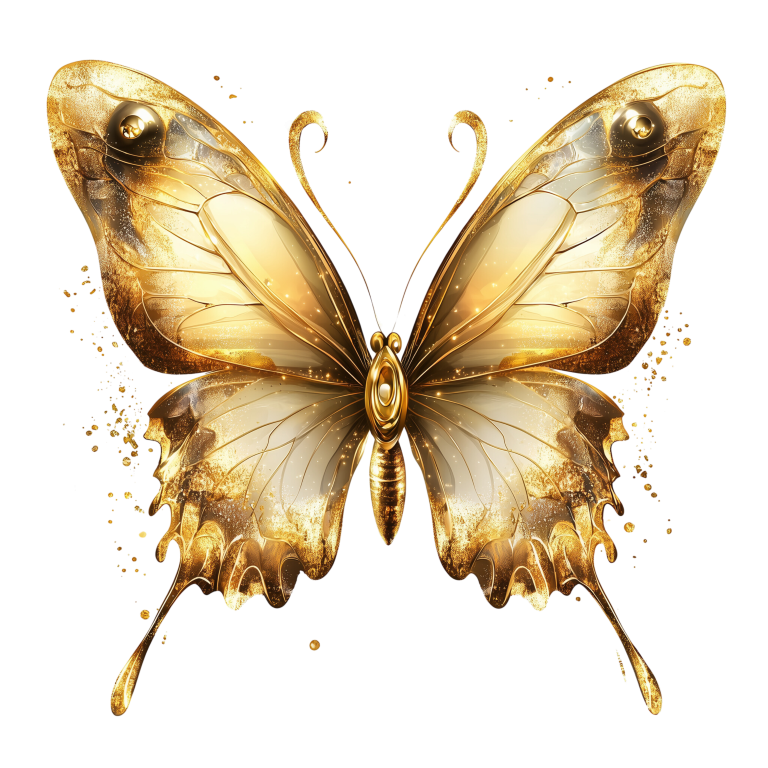 Gold Butterfly Insect Metallic Shiny Vinyl Sticker Decal