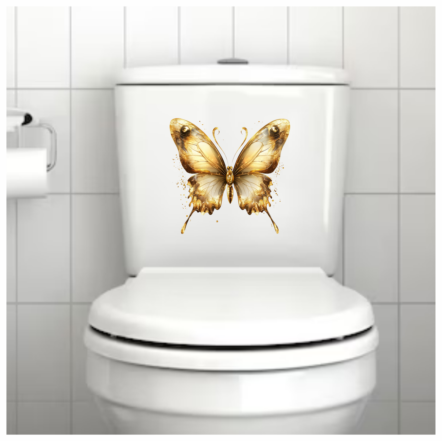 Gold Butterfly Insect Metallic Shiny Vinyl Sticker Decal