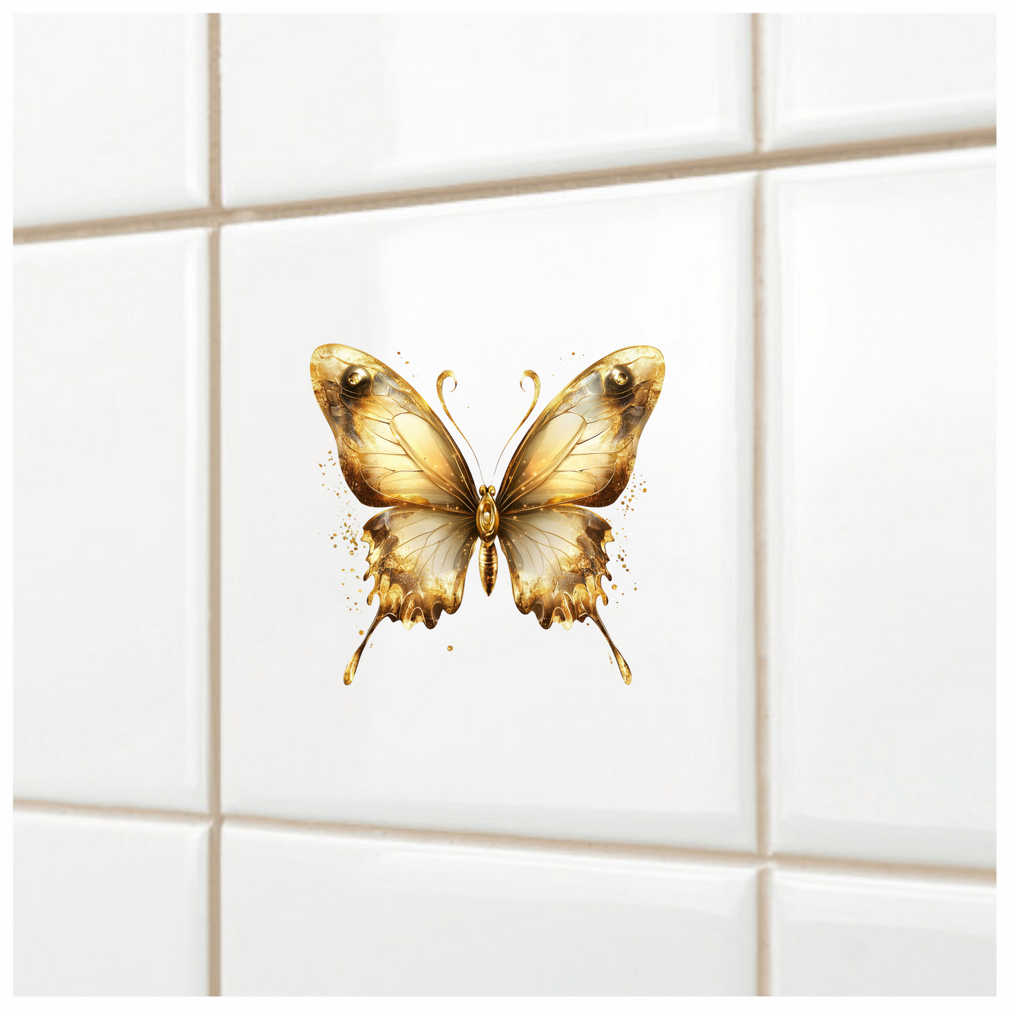 Gold Butterfly Insect Metallic Shiny Vinyl Sticker Decal