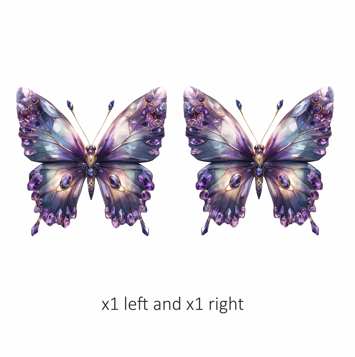Butterfly Purple Gemstones Sparkling Wings Vinyl Sticker Decal