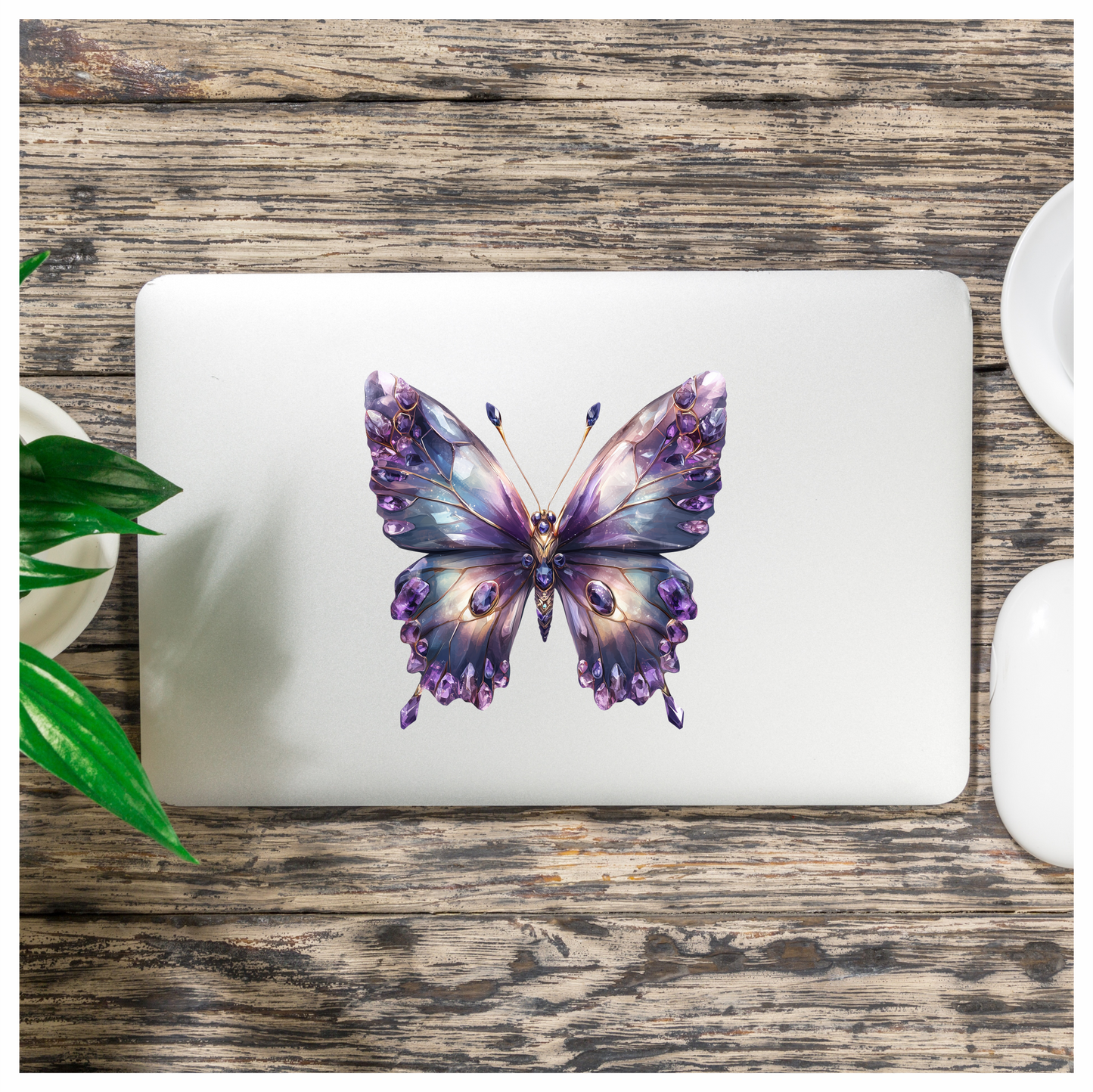 Butterfly Purple Gemstones Sparkling Wings Vinyl Sticker Decal