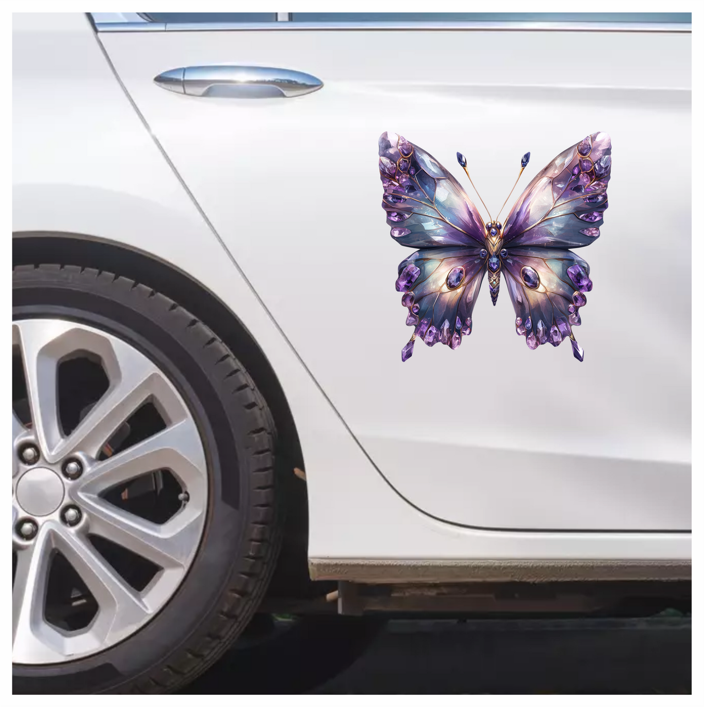 Butterfly Purple Gemstones Sparkling Wings Vinyl Sticker Decal