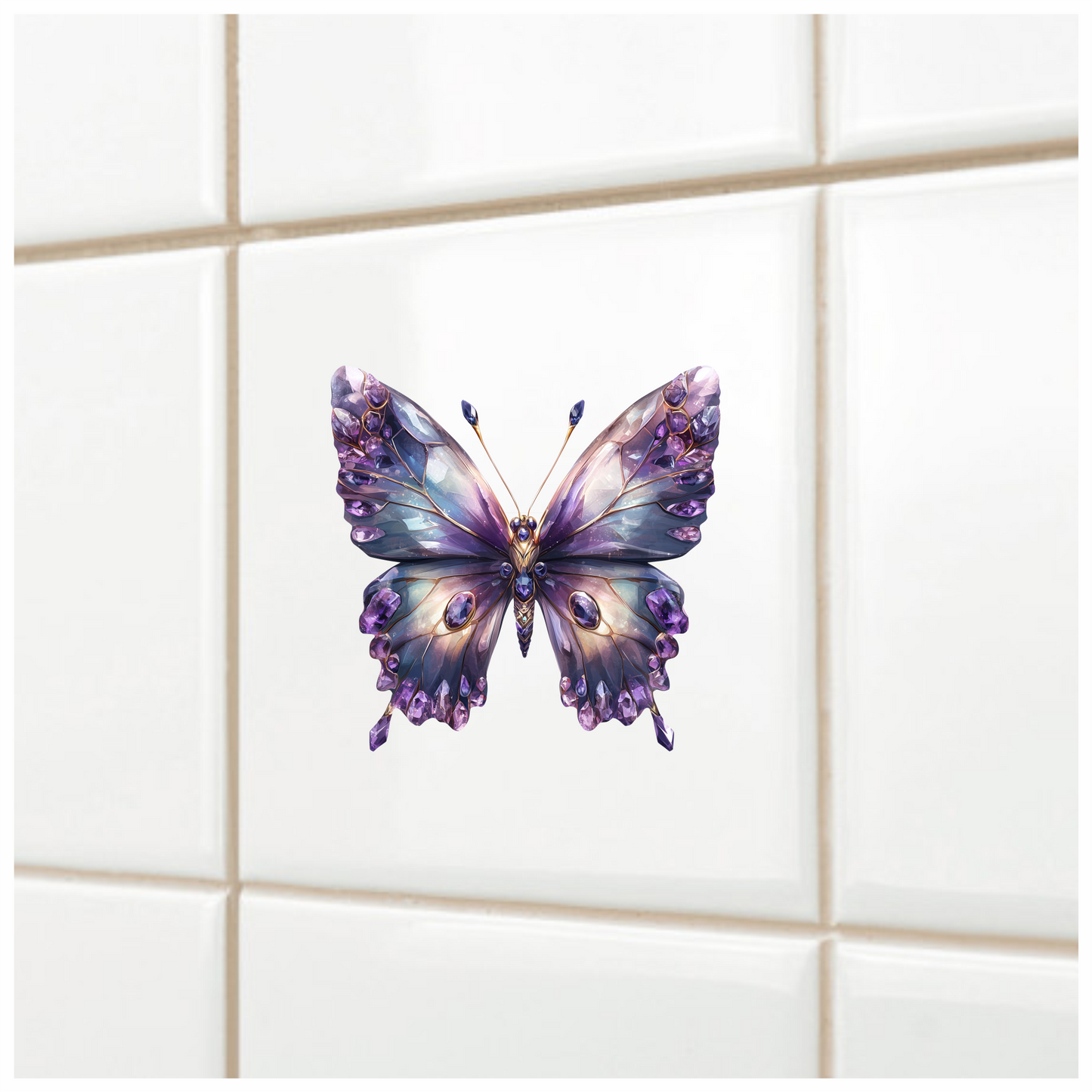 Butterfly Purple Gemstones Sparkling Wings Vinyl Sticker Decal