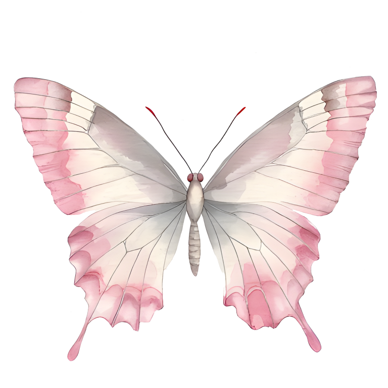 Pink Butterfly Insect White Vinyl Sticker Decal