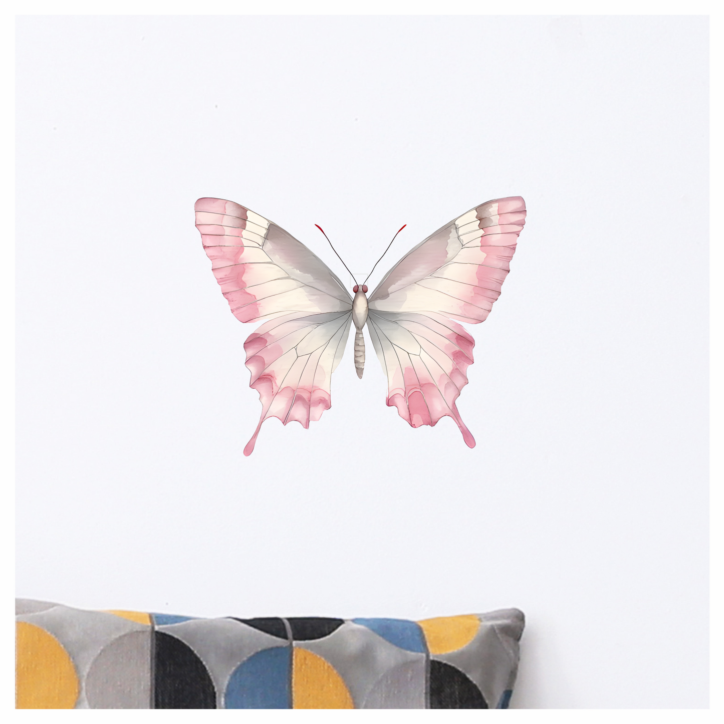 Pink Butterfly Insect White Vinyl Sticker Decal