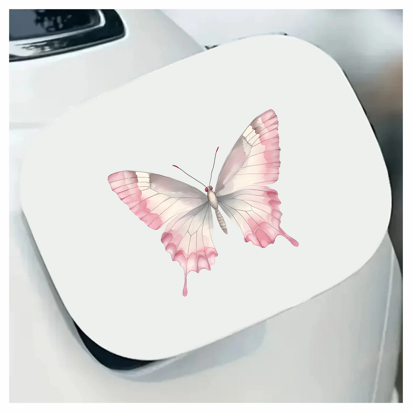 Pink Butterfly Insect White Vinyl Sticker Decal