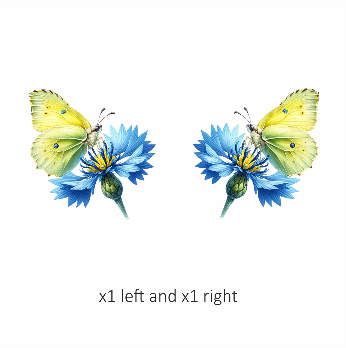 Yellow Butterfly Blue Flower Vinyl Sticker Decal