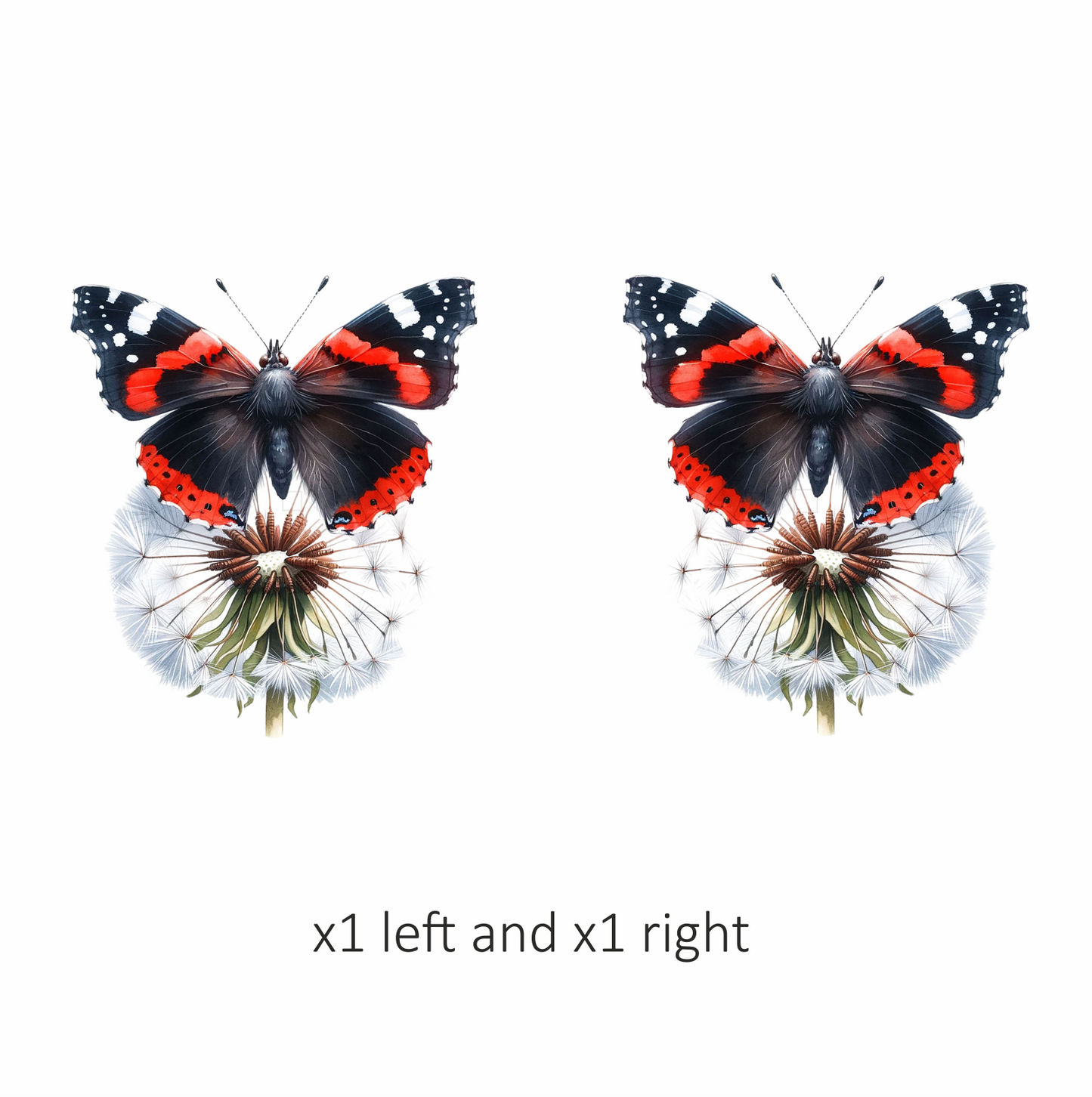 Red Butterfly Dandelion Flower Black Vinyl Sticker Decal