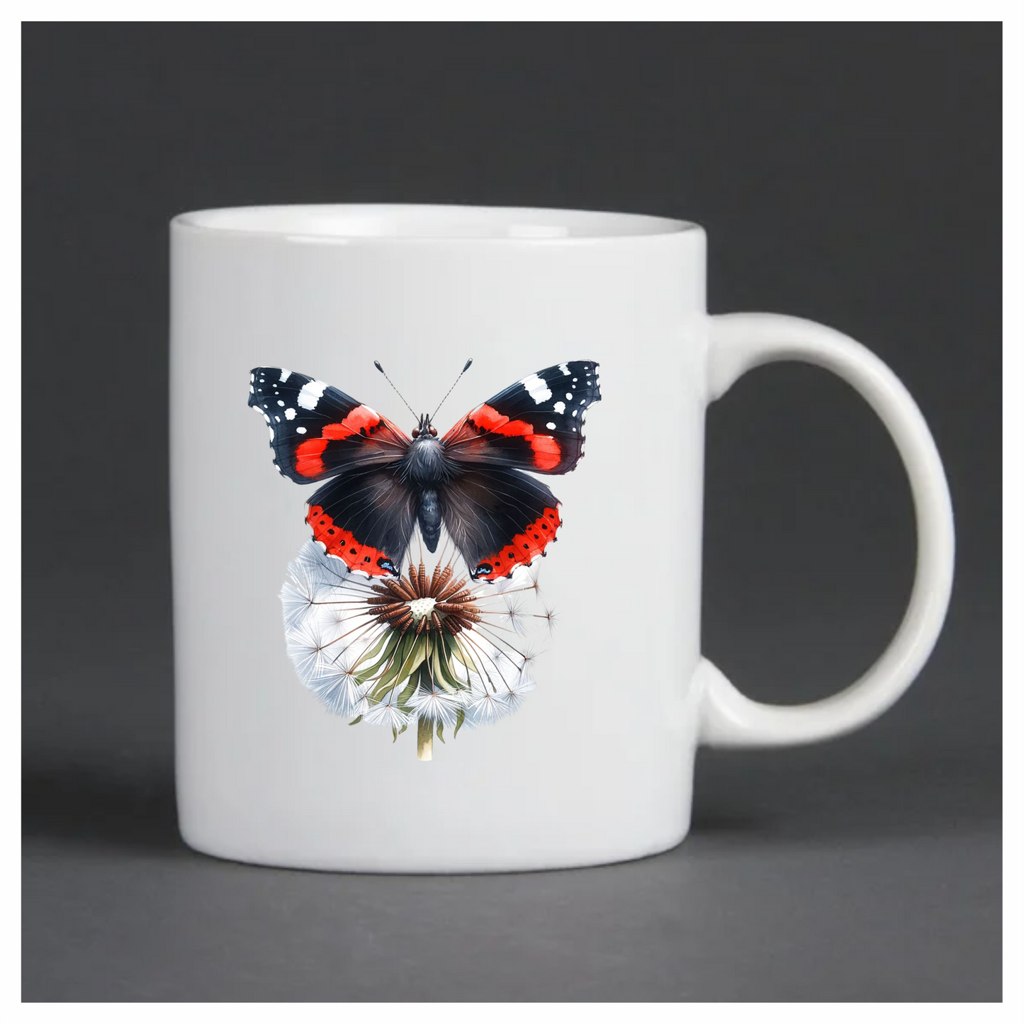 Red Butterfly Dandelion Flower Black Vinyl Sticker Decal