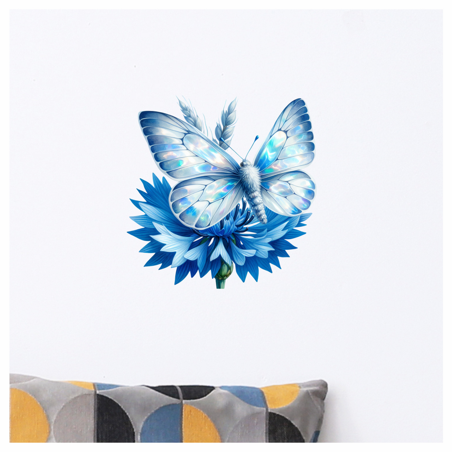 Blue Butterfly Flower Nature Vinyl Sticker Decal